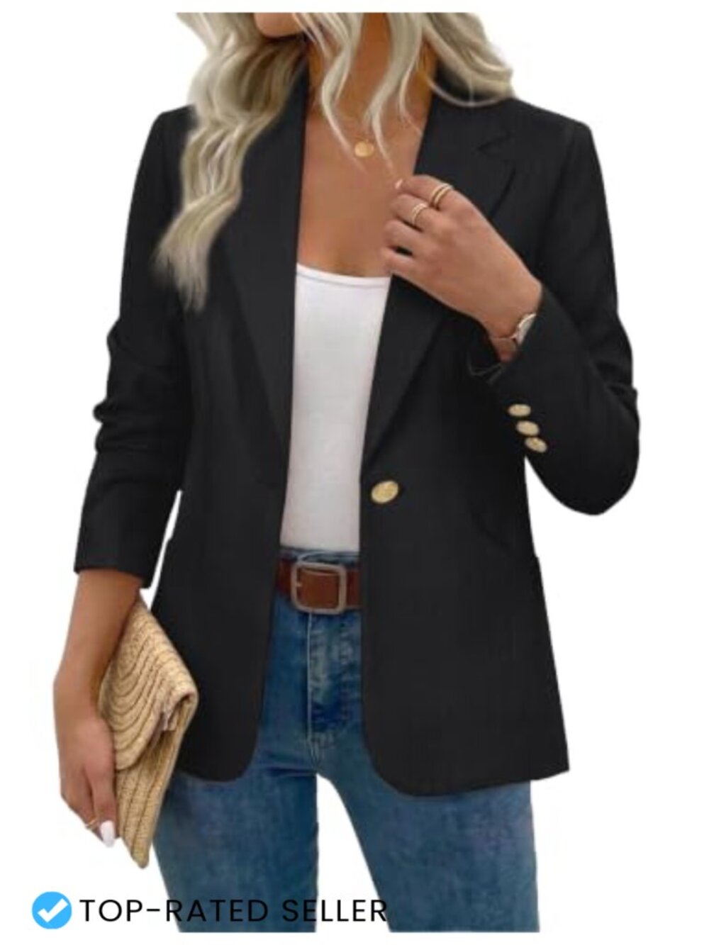 Women's Long Sleeve Business Casual Blazer with Pockets